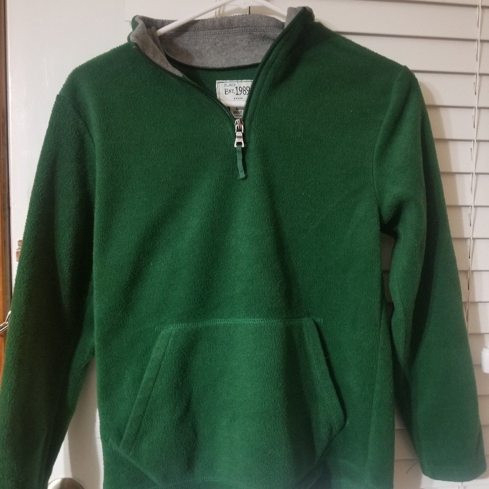Soft, green, fleece half zip pullover